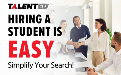 Title image with a student shaking hands with an employer