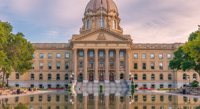 The Alberta Parliament Building in Edmonton, Alberta.